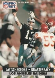 1991 Pro Set Base Set Jay Schroeder #193 card