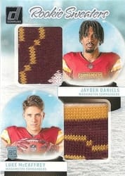 2024 Donruss Rookie Holiday Sweater Duals Jayden Daniels / Luke McCaffrey #RHD-WAS card