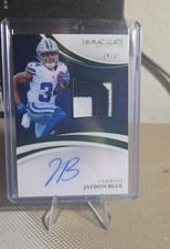 2025 Panini Immaculate Rookie Patch Autographs Jaydon Blue #142 card