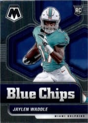 2021 Panini Mosaic Blue Chips Jaylen Waddle #8 card