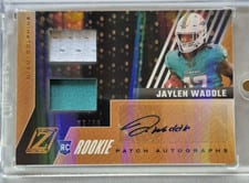 2021 Zenith Rookie Patch Autographs Copper Jaylen Waddle #93 card