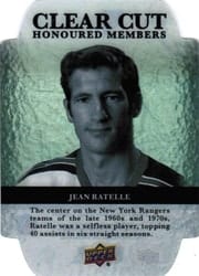 2022-23 Upper Deck Clear Cut Honoured Members Jean Ratelle #HOF-117 card