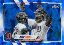 2021 Topps Chrome Update Sapphire Edition Base Set Jeimer Candelario / Miguel Cabrera #US155 card