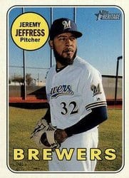 2018 Topps Heritage Base Set Jeremy Jeffress #664 card