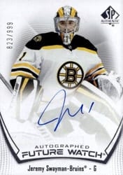 2021-22 SP Authentic Base Set Jeremy Swayman #103 card
