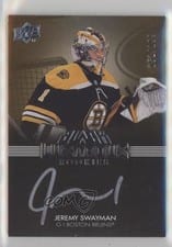 2021-22 SPx UD Black Lustrous Rookie Signatures Jeremy Swayman #LRS-JS card