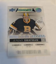 2021-22 Upper Deck Credentials Debut Ticket Access Acetate Jeremy Swayman #DTA-JS card