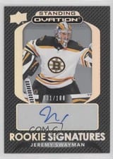 2021-22 Upper Deck Ovation Standing Ovation Rookie Signatures Jeremy Swayman #SORS-JS card