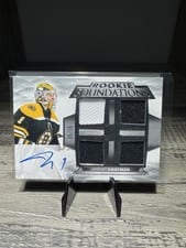 2021-22 Upper Deck The Cup Foundations Quad Jersey Jeremy Swayman #F-SW card