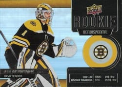 2022-23 Upper Deck Rookie Retrospective Jeremy Swayman #RR-10 card