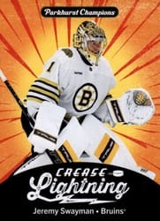2024-25 Parkhurst Champions Crease Lightning Jeremy Swayman #CL-1 card