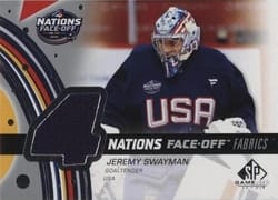2025-26 SP Game Used 2025 4 Nations Face-Off Fabrics Jeremy Swayman #4N-SW card