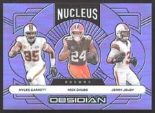 2024 Panini Obsidian Nucleus Jerry Jeudy/Myles Garrett/Nick Chubb #24 card