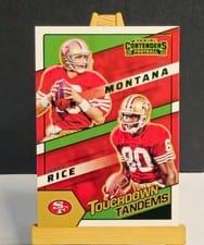 2022 Panini Contenders Touchdown Tandems Jerry Rice, Joe Montana #TDT-SF9 card