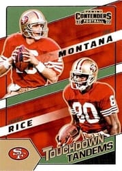 2022 Panini Contenders Touchdown Tandems Jerry Rice / Joe Montana #TDT-SF9 card