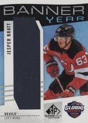 2025-26 SP Game Used 2024 Global Series Devils vs. Sabres Banner Year Relics Jesper Bratt #BYGSC-JB card