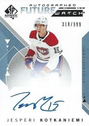 2018-19 SP Authentic Base Set Jesperi Kotkaniemi #190 card