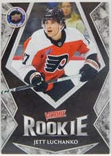 2025 Upper Deck National Hockey Card Day Victory Black Rookie Jett Luchanko #V-14 card