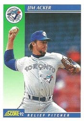 1992 Score Base Set Jim Acker #63 card