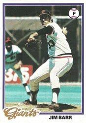 1978 Topps Base Set Jim Barr #62 card