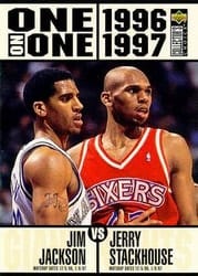 1996-97 Collector's Choice Base Set Jim Jackson / Jerry Stackhouse / Clyde Drexler / Reggie Miller / Mitch Richmond / Eddie Jones / Steve Smith / Allan Houston #360 card