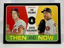 2020 Topps Heritage Then and Now Jim Palmer / Justin Verlander #TN13 card