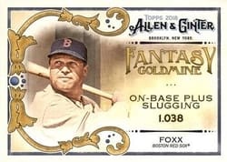 2018 Topps Allen & Ginter Fantasy Goldmine Jimmie Foxx #FG-20 card