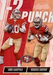 2018 Panini Absolute 1-2 Punch Jimmy Garoppolo / Marquise Goodwin #OTP-JM card