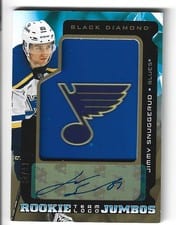 2025-26 Upper Deck Black Diamond Rookie Team Logo Jumbo Patch Auto Jimmy Snuggerud #RTL-JS card