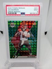 2020 Panini Mosaic Joe Burrow Green Mosaic #201 card