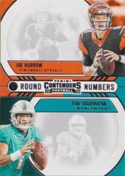 2020 Panini Contenders Round Numbers Joe Burrow / Tua Tagovailoa #RN-BT card