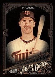 2018 Topps Allen & Ginter X Base Set Joe Mauer #306 card
