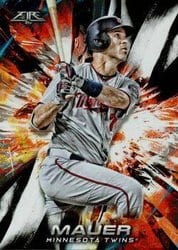 2018 Topps Fire Base Set Joe Mauer #13 card