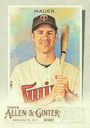 2020 Topps Allen & Ginter Base Set Joe Mauer #20 card