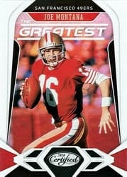 2020 Panini Certified The Greatest Joe Montana #G-JM card