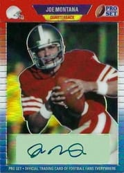 2021 Pro Set Metal 1989 Autograph Rainbow Red, White & Blue Joe Montana #PA-JM1 card