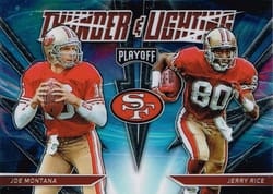 2021 Panini Playoff Thunder & Lightning Joe Montana / Jerry Rice #TL-7 card