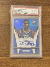 Joel Embiid 2014 Panini Prizm Rookie Autographs Blue card