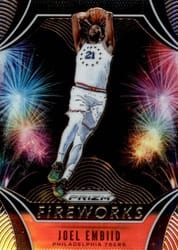 2019-20 Panini Prizm Fireworks Joel Embiid #15 card
