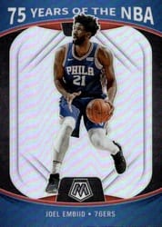 2021-22 Panini Mosaic 75 Years of the NBA Joel Embiid #80 card