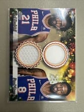 2025-26 Topps Holiday Dual Player Relics Joel Embiid / Paul George #DPR-JE card