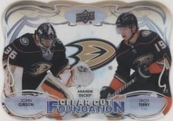2022-23 Upper Deck Clear Cut Foundations John Gibson/Troy Terry #CCF-GT card