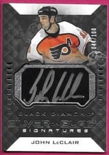 2021-22 Upper Deck Black Diamond Silver on Black Signatures John LeClair #SB-JL card