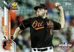 2020 Topps Opening Day Base Set John Means #100 card