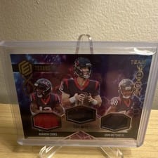 2022 Panini Elements Team Chemistry John Metchie III / Davis Mills / Brandin Cooks #TC-HOU card