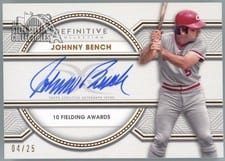 2022 Topps Definitive Collection Legendary Autographs Johnny Bench #LAC-JB card