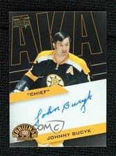 2023-24 Upper Deck Boston Bruins Centennial AKA Autos Johnny Bucyk #AKA-JB card
