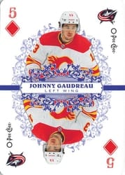 2022-23 O-Pee-Chee Playing Cards Johnny Gaudreau #5-DIAMONDS card