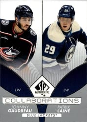 2022-23 SP Authentic Collaborations Johnny Gaudreau/Patrik Laine #C-13 card