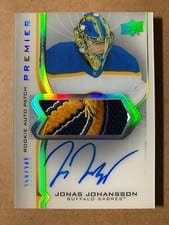 2020-21 Upper Deck Premier Acetate Rookie Autograph Patch Jonas Johansson #AR-JJ card